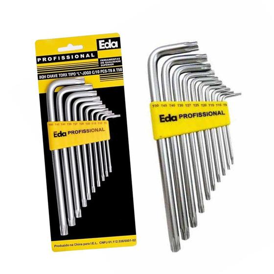Kit Jogo De Chaves Torx 10 Pçs Com Furo Longa - Eda Menor preço em Kit Jogo De Chaves Torx 10 Pçs Com Furo Longa - Eda