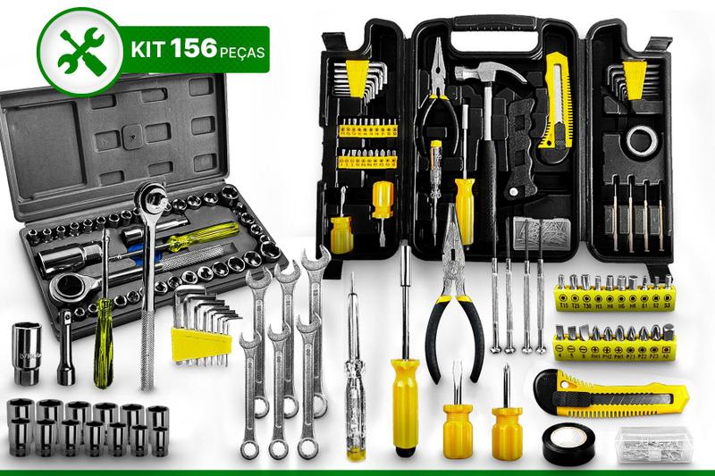 Kit Jogo De Ferramentas 200 Pcs C/Soquetes Chaves Com Kit 16 Peças E Chave Combinada Menor preço em Kit Jogo De Ferramentas 200 Pcs C/Soquetes Chaves Com Kit 16 Peças E Chave Combinada