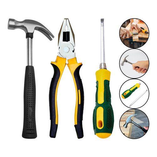 Kit Jogo de Ferramentas Com 3 Peças Cabo Antiderrapante Chave de Fenda Troca Pontas Martelo e Alicate Pequenos Ajustes Menor preço em Kit Jogo de Ferramentas Com 3 Peças Cabo Antiderrapante Chave de Fenda Troca Pontas Martelo e Alicate Pequenos Ajustes