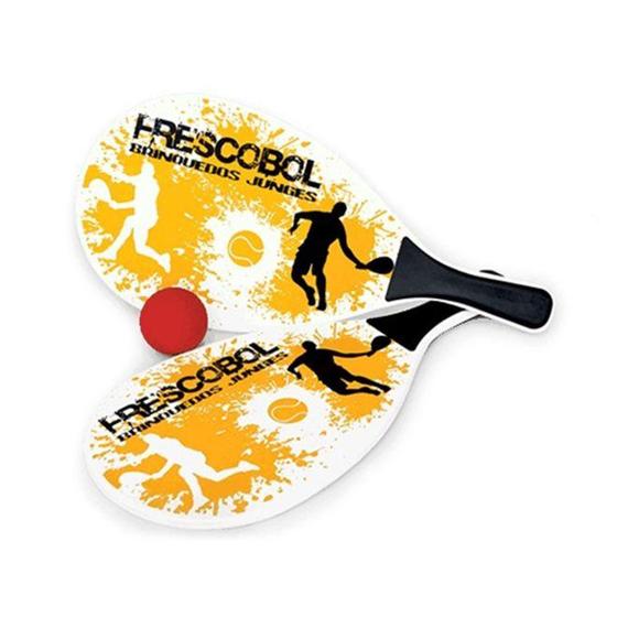 Imagem de Kit jogo de frescobol completo com 2 raquetes e bolinha splash - Junges