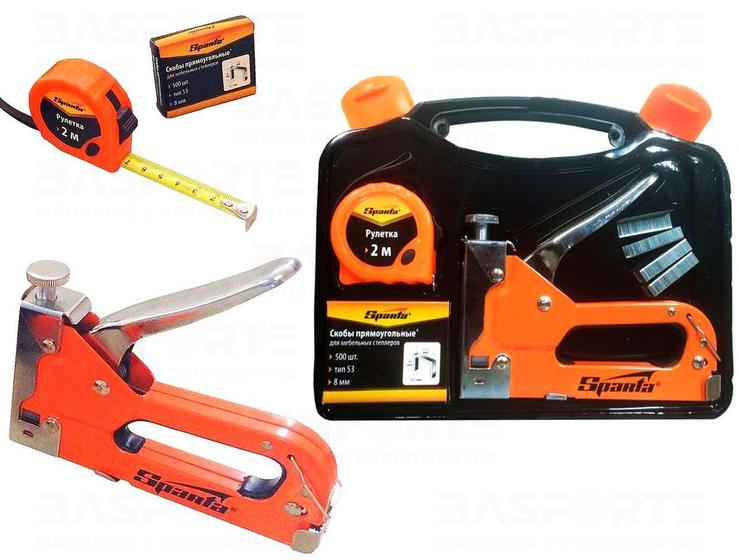 Kit Jogo De Grampeador 500 Grampos Tapeceiro Trena 2m Sparta 4200355 Menor preço em Kit Jogo De Grampeador 500 Grampos Tapeceiro Trena 2m Sparta 4200355