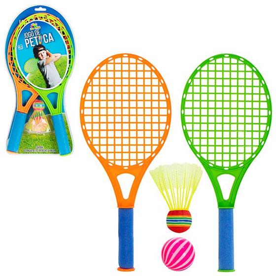 Imagem de Kit Jogo de Peteca 2 Raquetes c/ Bolinha Infantil Praia - Kit de Praia Infantil