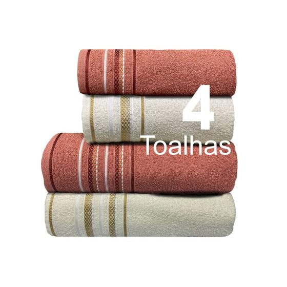 Imagem de Kit Jogo De Toalhas Banho E Rosto 4pcs Duo Algodao Cores Camesa