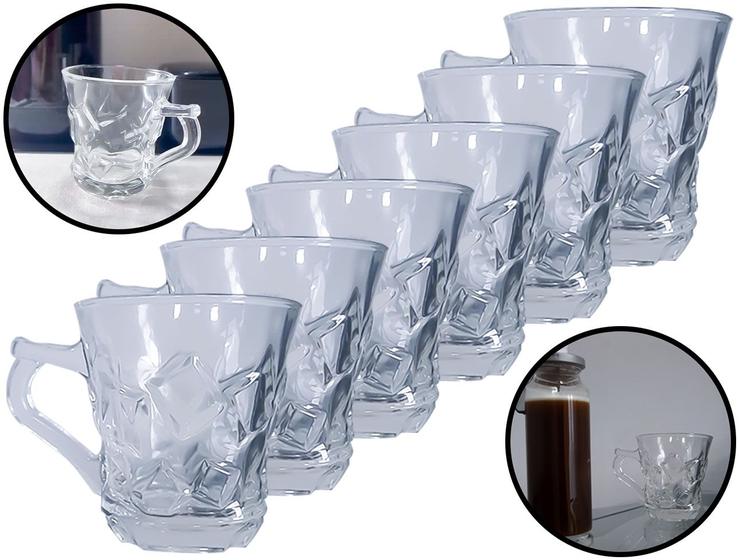 Imagem de Kit Jogo de Xícaras Para Café Chá Expresso Chocolate 6 Peças Vidro Sem Pires 150ml Flux