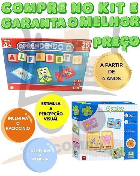 Kit Jogo Educativo 4 Anos Aprendendo O Alfabeto Didatico E Opostos ...