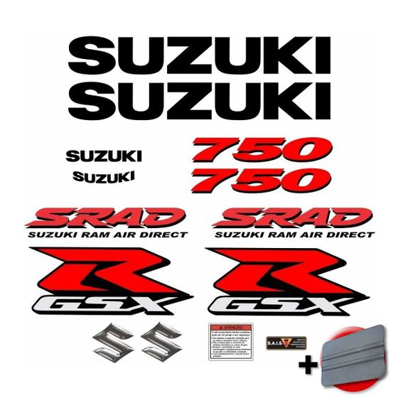 Imagem de Kit Jogo Emblema Adesivo Suzuki Gsxr Srad 750 Preto