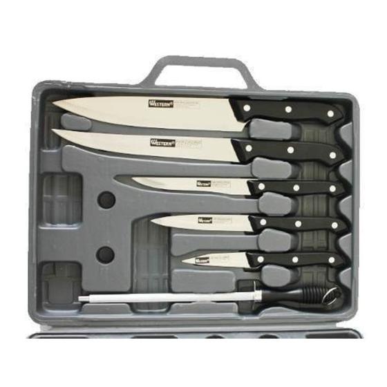 Kit Jogo Facas 7pçs com Maleta - Cozinha Churrasco Chef - Western Menor preço em Kit Jogo Facas 7pçs com Maleta - Cozinha Churrasco Chef - Western