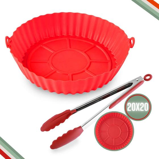 Imagem de Kit Jogo Forma Silicone Airfryer 20x20cm/ Pegador Silicone