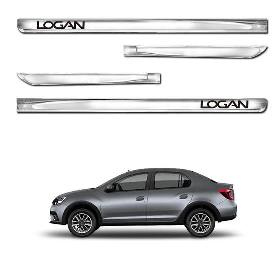 Imagem de Kit Jogo Friso Lateral X-Treme Renault Logan 2013 2014 2015 2016 2017 2018 2019 2020 Kit Cromado