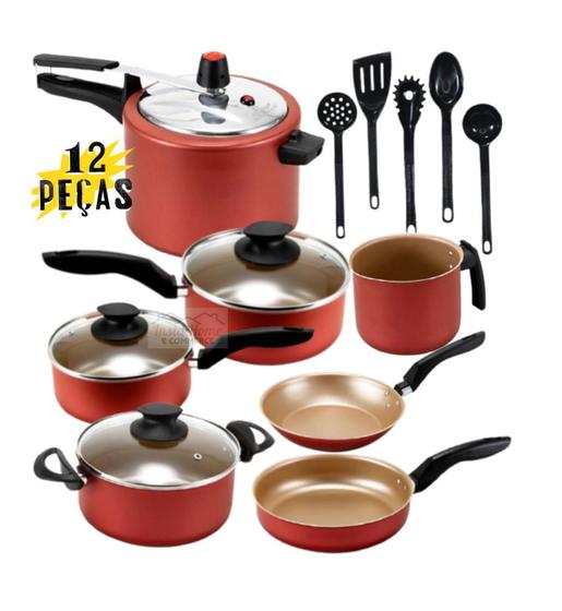 Kit Jogo Panelas 12 Peças Completo Antiaderente Teflon Menor preço em Kit Jogo Panelas 12 Peças Completo Antiaderente Teflon