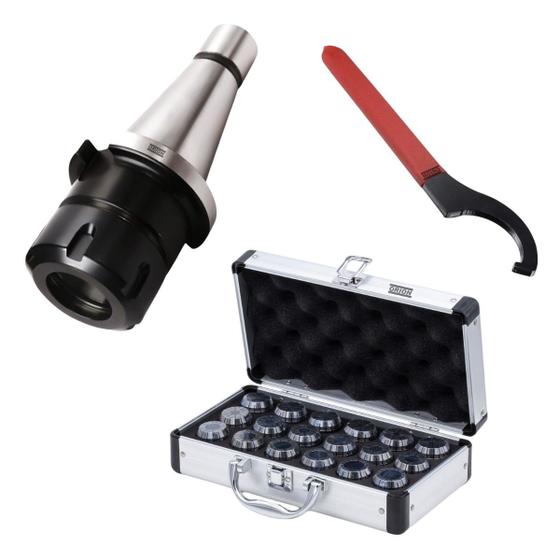 Imagem de kit jogo pinças er32 + cone iso30 + chave