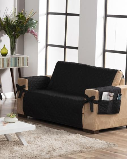 Imagem de Kit jogo protetor de sofá com laço e bolso 2 lugares vinho