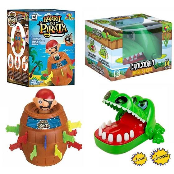 Imagem de Kit Jogo Pula Pirata Barril + Jogo Croc Croc Crocodilo Morde Dedo Jacaré Dentista