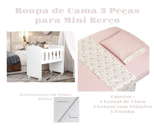 Imagem de Kit Jogo Roupa de Cama para Mini Berço Bebê 3 peças Diversas Estampas