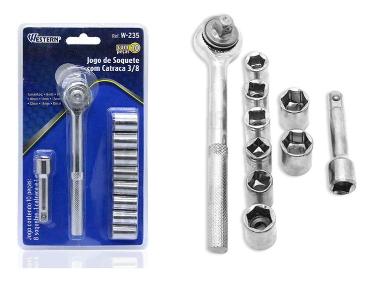 Kit Jogo Soquetes Sextavado C/ Catraca 10 Pcs Menor preço em Kit Jogo Soquetes Sextavado C/ Catraca 10 Pcs