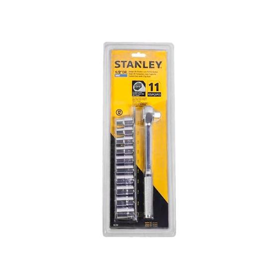 Imagem de Kit Jogo Soquetes Stanley 1/2 mm 86-734 com Suporte Catraca Reversível 11 Peças