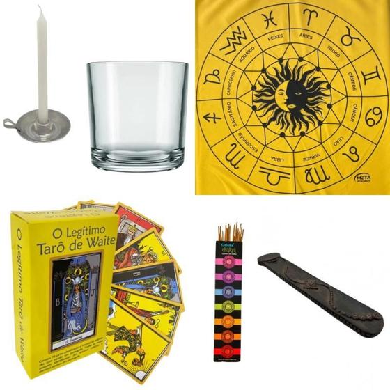 Imagem de Kit Jogo Tarot Completo Toalha +Baralho +Incenso +Porta Vela