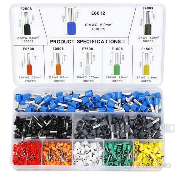 Imagem de Kit Jogo Terminal Conector Tubular Ilhós Isolados 800 Un