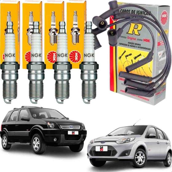 Kit Jogo Velas Ignicao + Cabos (ngk) Ford Ecosport Fiesta Imagem de Kit Jogo Velas Ignicao + Cabos (ngk) Ford Ecosport Fiesta