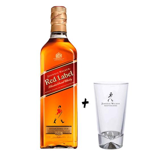 Imagem de Kit Johnnie Walker Red Label Whisky 1L + Copo de Vidro