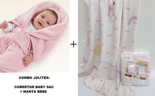 Imagem de Kit Jolitex Enxoval ! Cobertor Baby Sac + Manta Bebe Menina