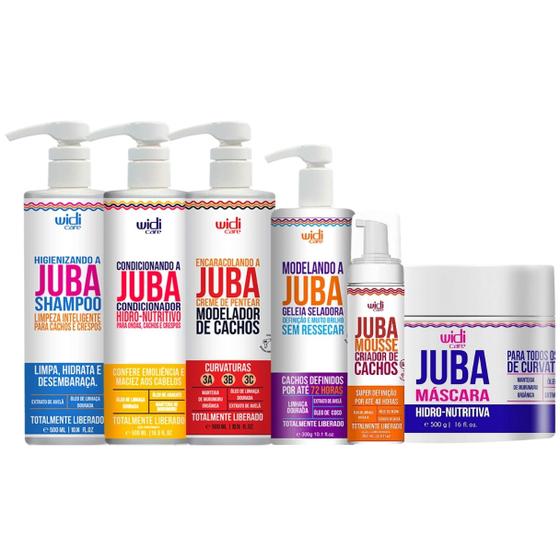 Imagem de Kit Juba Completo Shampoo + Condicionador + Mascara + Geleia + Mousse + Encaracolando Widi Care Tratamento