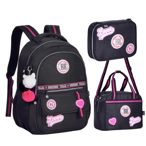 Imagem de Kit Juvenil Escolar Mochila Lancheira Estojo Rebecca Bonbon RB24005-06-07