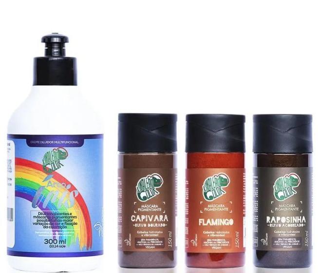 Kit Kamaleão Color Flamingo Raposinha, Capivara e Creme Diluidor