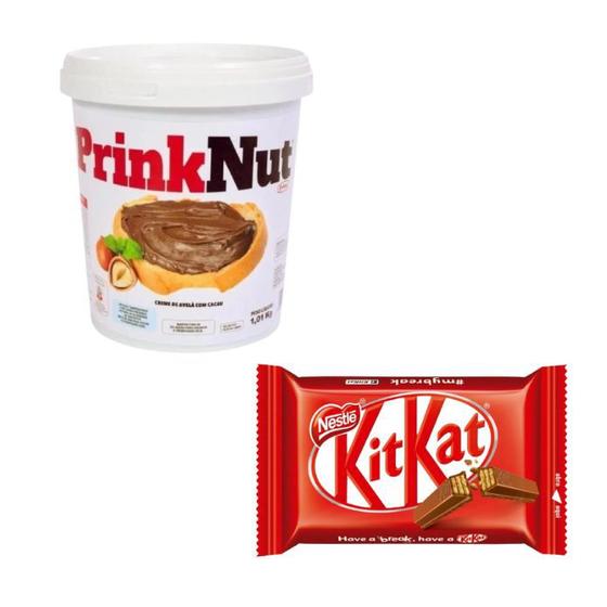 Imagem de Kit Kat Chocolate + Creme de Avelã Prink Nut 1kg Cremoso