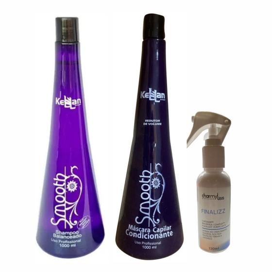 Imagem de Kit Kellan Smooth Shampoo E Ativo Matizador + Finalizz