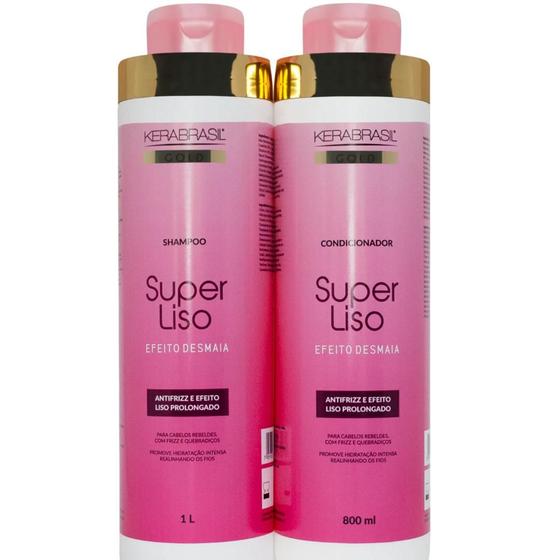 Imagem de Kit Kerabrasil Super Liso Shampoo 1L e Condicionador 800ML