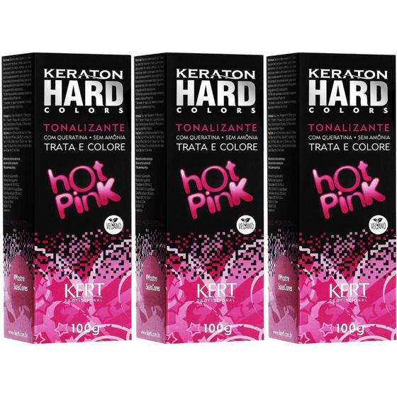 Imagem de Kit Kert Keraton Hard Color Hot Pink 100g - 3 Unidades