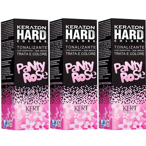 Imagem de Kit Kert Keraton Hard Color Panty Rose 100g - 3 Unidades