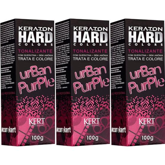 Imagem de Kit Kert Keraton Hard Color Urban Purple 100g - 3 Unidades