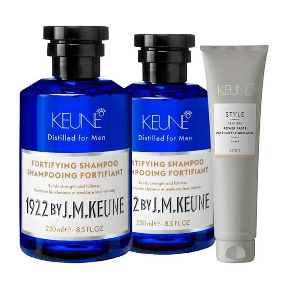 Imagem de Kit Keune 1922 Fortifying 2x Shampoo 1000ml, Pasta Modeladora 150ml