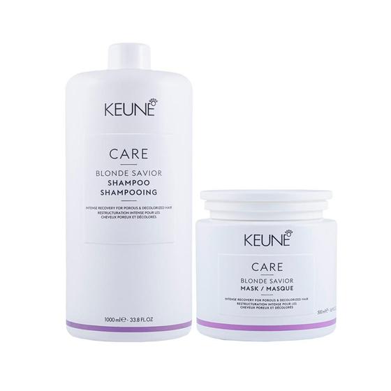 Imagem de Kit Keune Cuidado da Cor Blonde Savior - Shampoo e Máscara de Reparação 500 ml