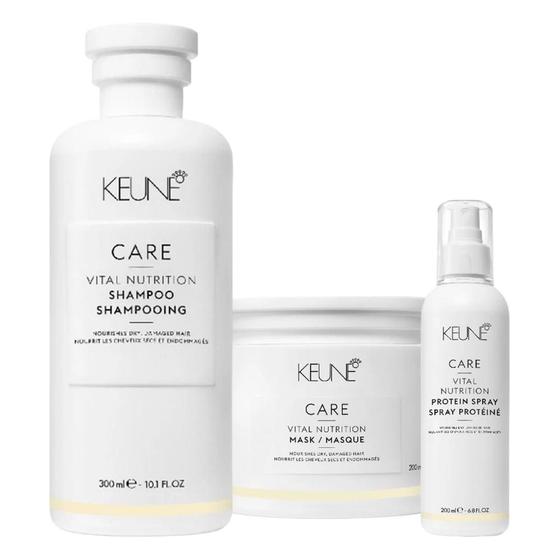 Imagem de Kit Keune Vital Nutrition Shampoo 300ml, Máscara 200ml, Protein Spray 200ml