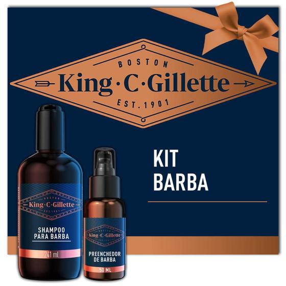 Imagem de Kit King C. Shampoo para Barba Gillette 241ml + Sérum Preenchedor de Barba 50ml