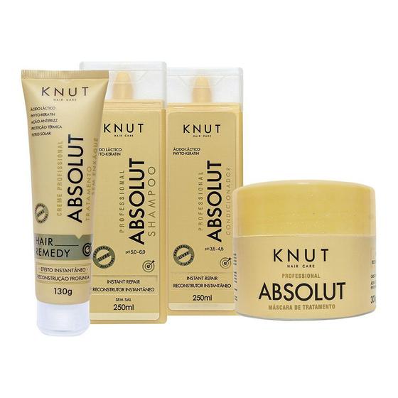 Imagem de Kit knut absolut: Shampoo 250ml + Condicionador 250ml + Máscara 300g + Hair Remedy 130g