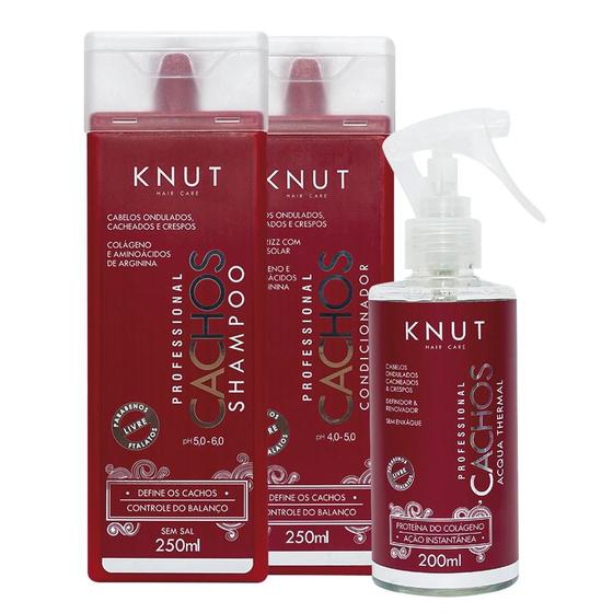 Imagem de Kit KNUT CACHOS: Shampoo 250ml + Condicionador 250ml + Acqua Thermal 200ml + Gelatina C