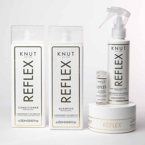 Imagem de Kit KNUT REFLEX: Shampoo 250ml + Condicionador 250ml + Máscara 150g + Spray Must Have Hair Fluid 120ml + Extreme PowerDo