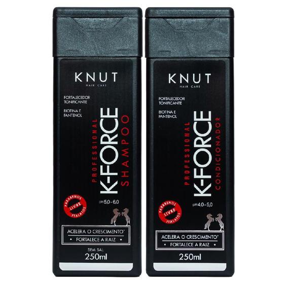 Imagem de Kit Knut Tratamento K-Force Shampoo Sem Sal 250ml Condicionador Leave-In Fortalecimento 250ml