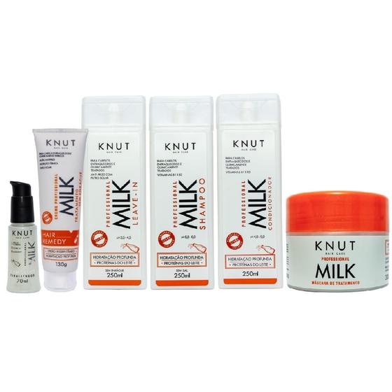 Imagem de Kit Knut Tratamento Milk Hidratação Cronograma Capilar Completo Finalizadores Termoativos