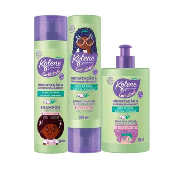 Imagem de Kit Kolene Cachinhos KIDS Trio 1 Shampoo E 1 Condicionador + 1 Superdesembaraco