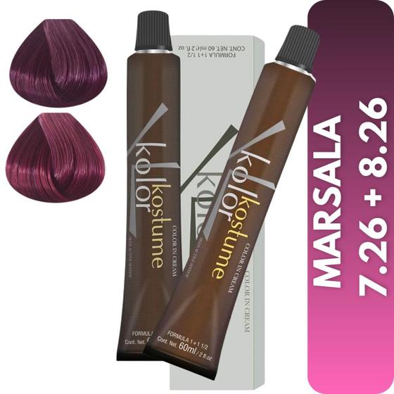 Imagem de Kit Kostume Kolor Marsala 7.26 + 8.26 Coloração Tinta para cabelo 60ml