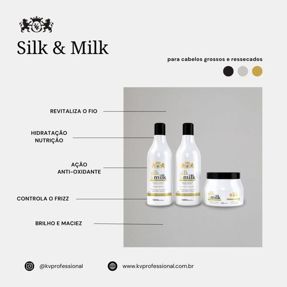 Imagem de Kit kv professional silk & milk (shampoo 500ml + condicionador 500ml + máscara 500g)