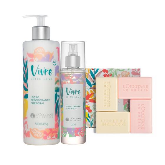 Kit L'Occitane Au Br Vivre Jeito Leve Sab. Em barra (4x75g) + Spray