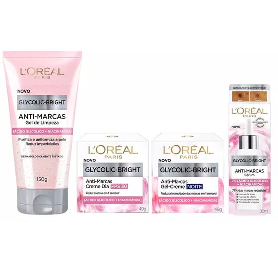 Imagem de Kit L'Oréal Paris Glycolic Bright Anti-Marcas - 4 Unidades