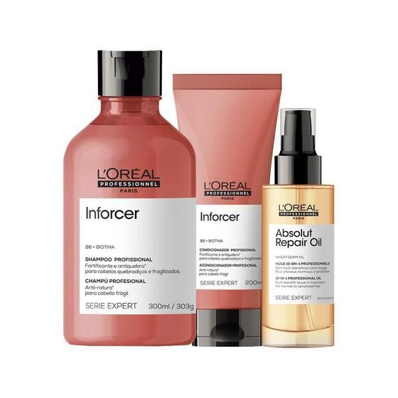 Imagem de Kit L'Oréal Pro Serie Exp Inforcer-Sh E Condicioandor E Óleo