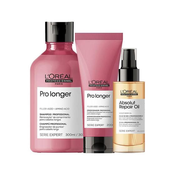 Imagem de Kit L'Oréal Pro Serie Exp Pro Longer - Sh E Cond E Óleo 90Ml